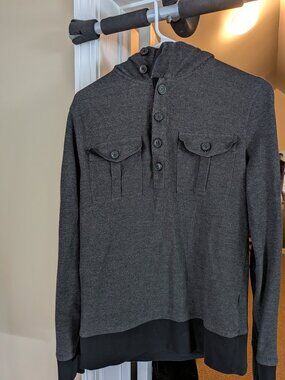 Banana Republic Button Hoodie Pullover w/ Elbow Patches